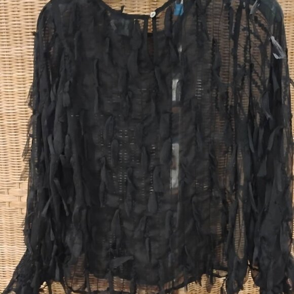 Blouse Women Jet Black Small Long Sleeves - Picture 2 of 6